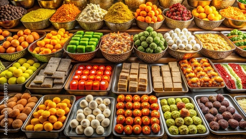 Traditional Indian sweets shop with a variety of colorful and flavorful treats , sweets, shop, Indian, traditional