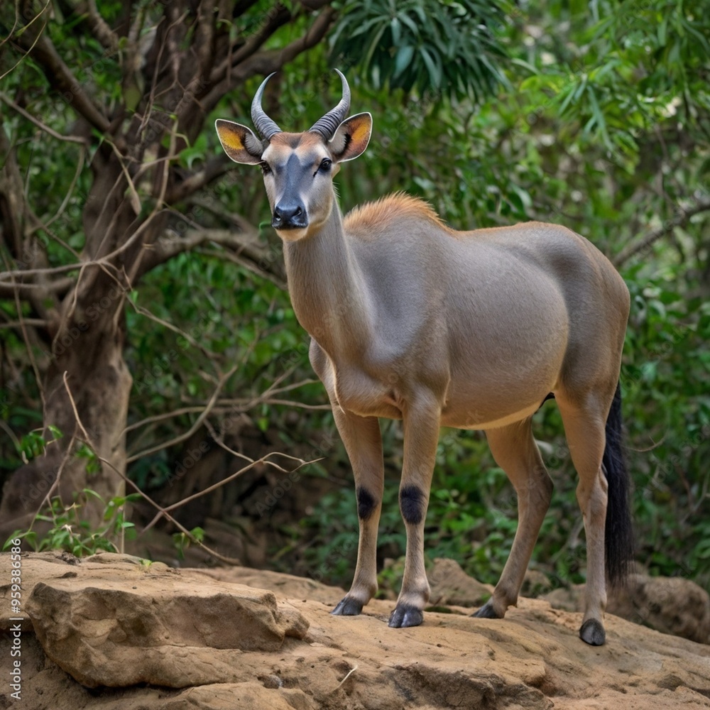Grey nilgai antelopes standing in the jungle Natural scene background royalty free stock photos images generated Ai Grey nilgai antelopes standing in the jungle Natural scene background royalty free stock photos images generated Ai