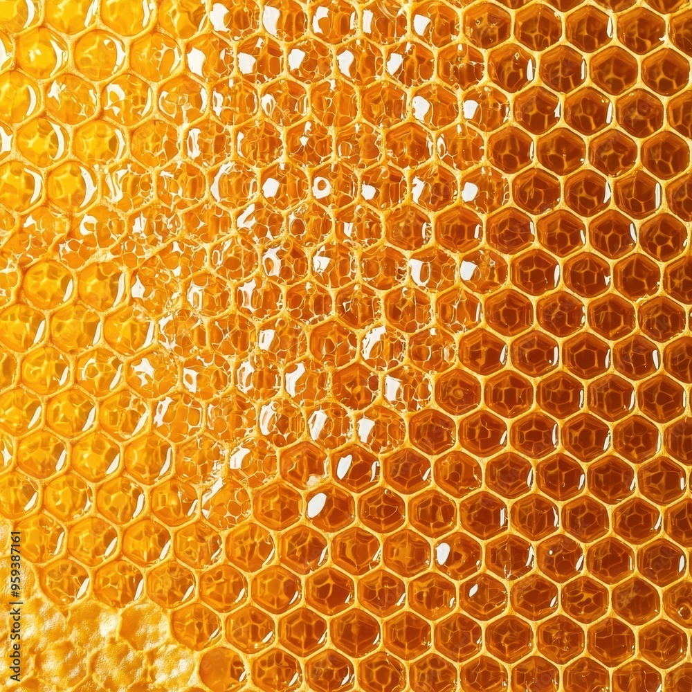 Honeycomb with Honey Texture Background