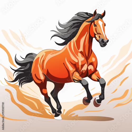 Horse running on abstract background. Vector illustration for your design.
