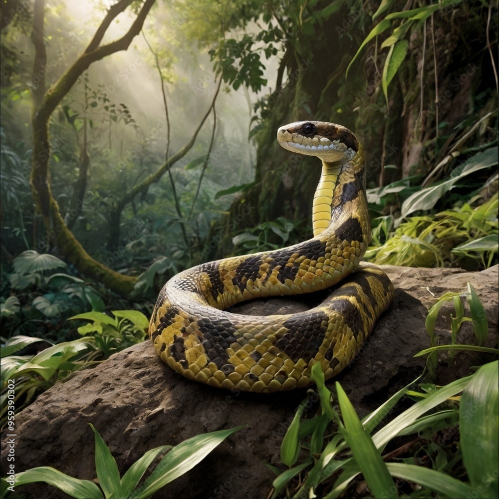 A snake sitting on the rock generated Ai A snake sitting on the rock generated Ai