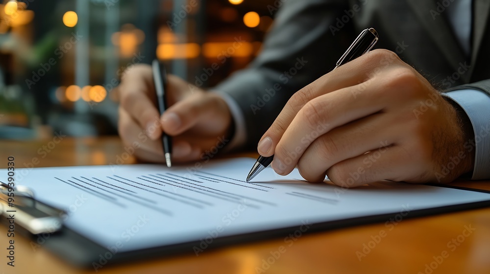 Service agreement hand fills out a document maintenance contract customer deal business offer : Generative AI
