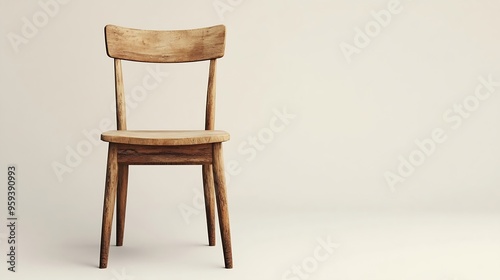 Wooden chair in a white background a comfortable and stylish furniture piece for home or office interior design isolated with nobody sitting showcasing a blend of wood and timeless ele : Generative AI