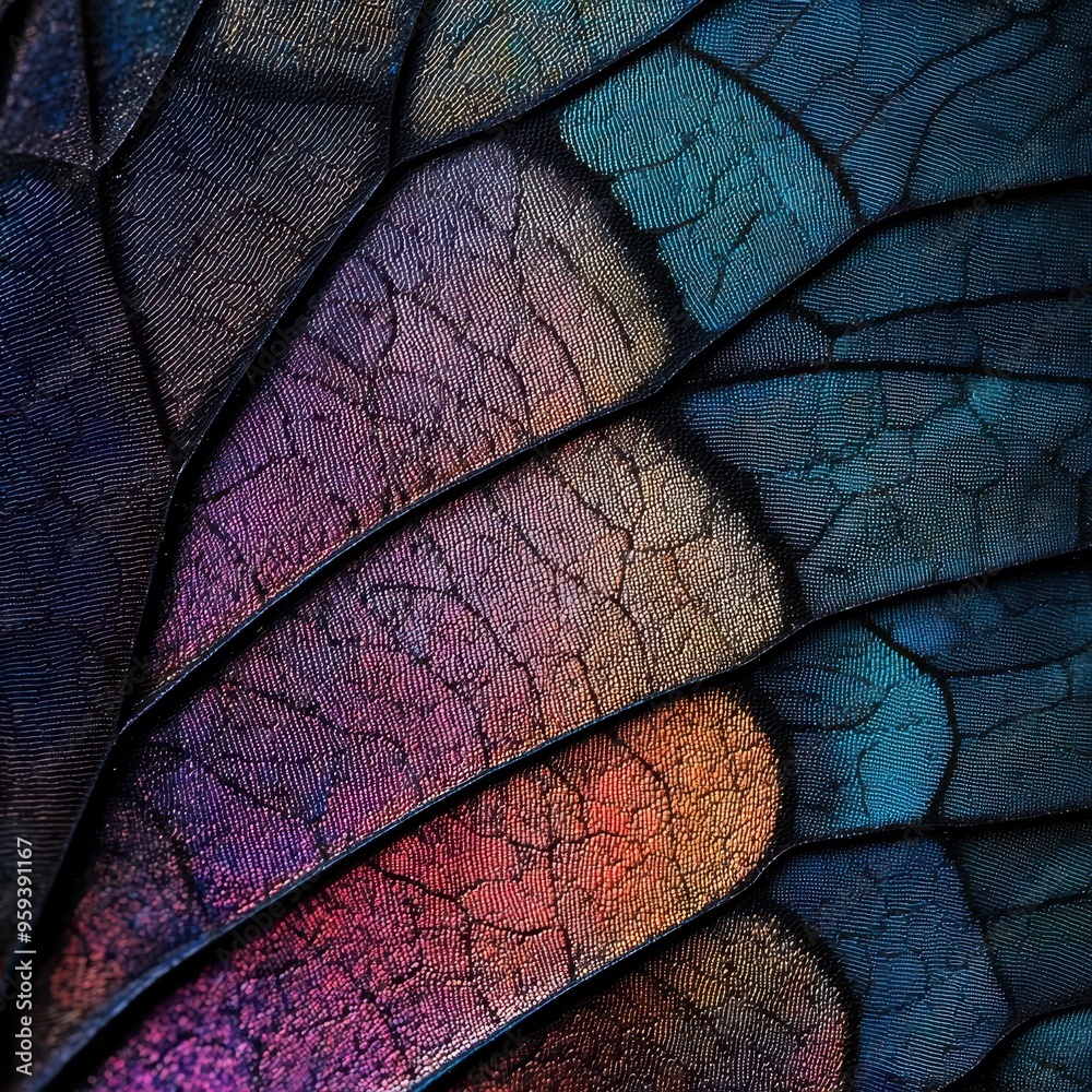 Fototapeta premium Close Up Macro Texture of Blue and Purple Butterfly Wing