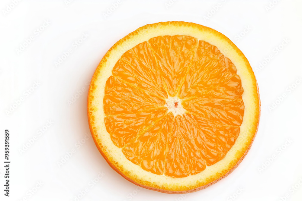 Orange fruit slice isolated on white background. Top view. Flat lay. Orange fruit slice isolated on white background. Top view. Flat lay.
