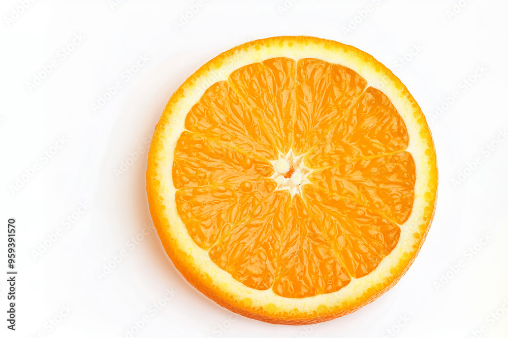 Orange fruit slice isolated on white background. Top view. Flat lay. Orange fruit slice isolated on white background. Top view. Flat lay.