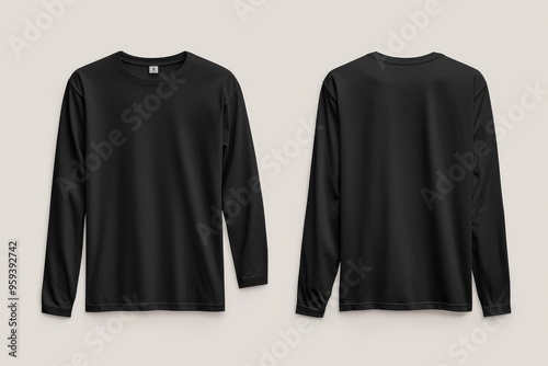 Obraz na płótnie Black long sleeve tshirt mockup isolated created with Generative AI w salonie