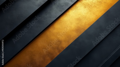 A luxurious minimalist background with a smooth matte black texture contrasted by a single shiny gold diagonal stripe. Soft shadows and highlights make it perfect for modern luxury branding.