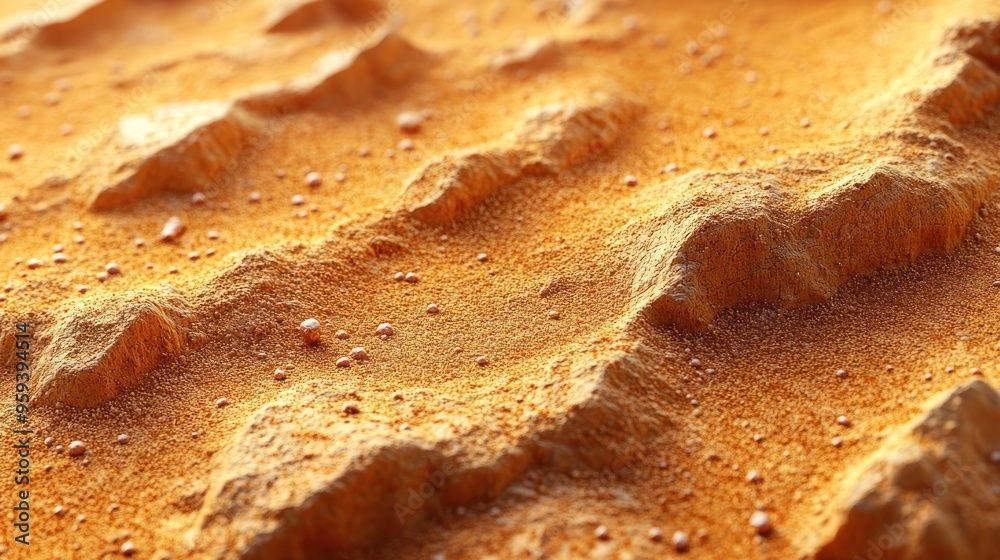 Golden Sand Surface with Flickering Light and Textured Patterns in a Desert Landscape Golden Sand Surface with Flickering Light and Textured Patterns in a Desert Landscape
