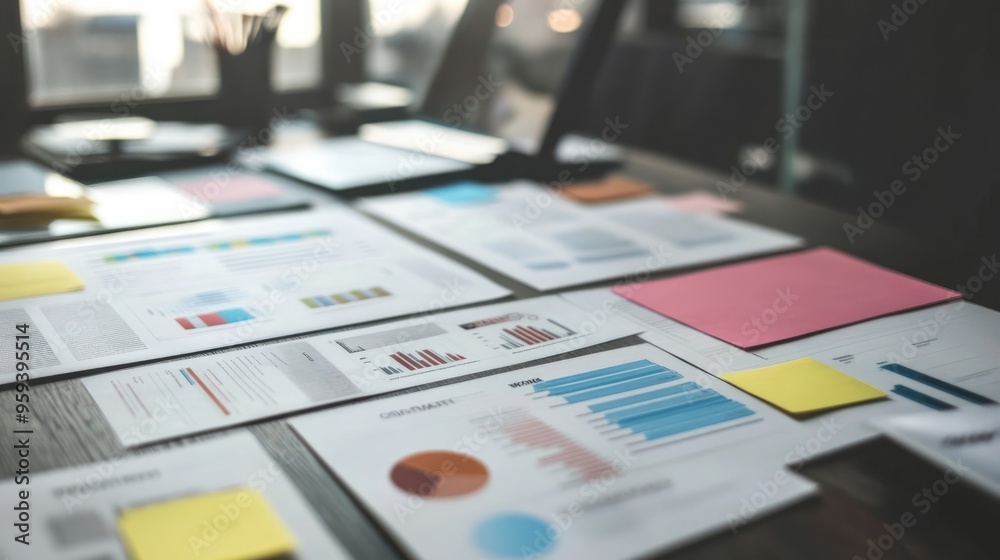 Fototapeta premium Financial Data Analysis Charts Graphs Spreadsheets Reports
