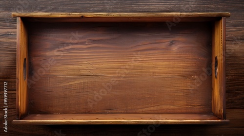 Empty open pull out furniture drawer top view