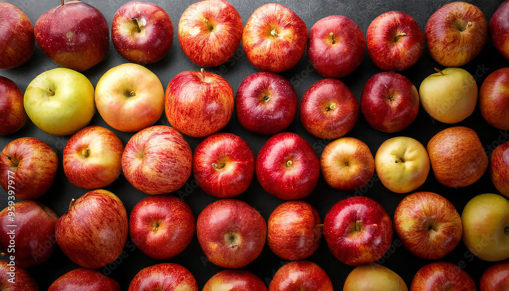 A lot of apples lined up. Image material of multiple apples. A lot of apples lined up. Image material of multiple apples.