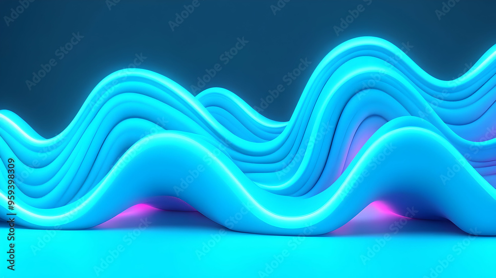Abstract Blue Wavy Background D Render Liquid Flow Neon Lights Abstract Blue Wavy Background D Render Liquid Flow Neon Lights
