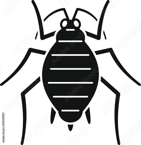 Black and white icon of a bedbug crawling, useful icon for identifying bedbugs and other insects