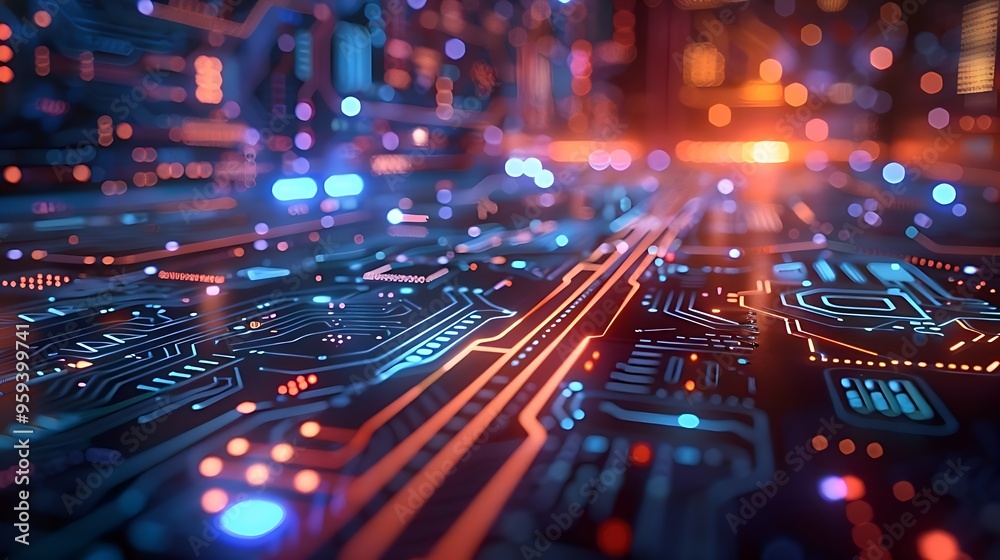 Obraz premium Futuristic Circuit Board Close-Up