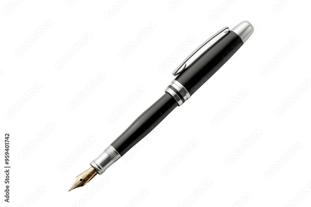 Black Fountain Pen Isolated Black Fountain Pen Isolated