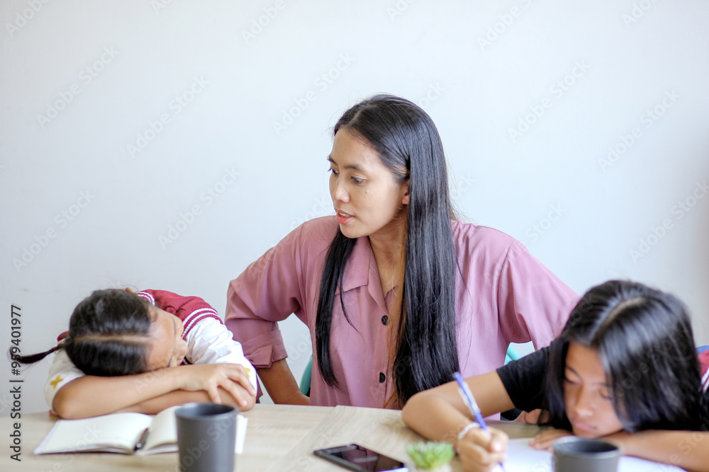 Mother Telling Son To Doing Homework. Parenting With Learning at Home Mother Telling Son To Doing Homework. Parenting With Learning at Home
