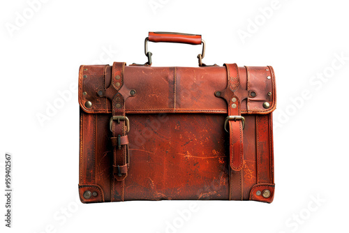 Vintage Leather Suitcase with Buckles