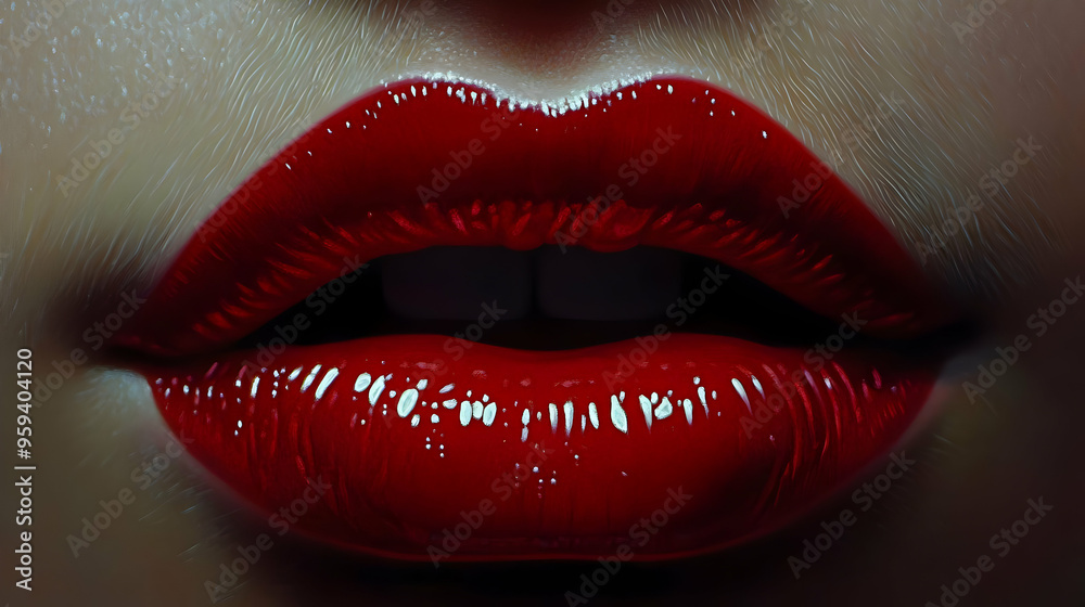Obraz premium Close up Red Lips with Glossy Finish