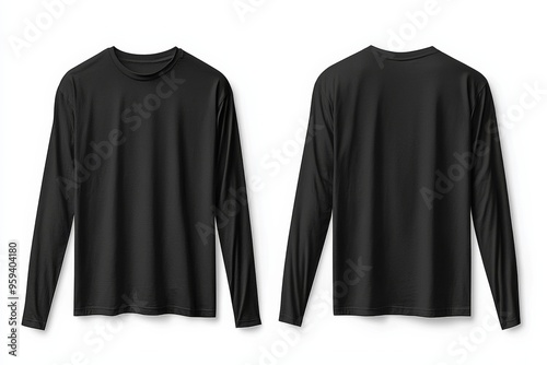 Black long sleeve tshirt mockup isolated created with Generative AI