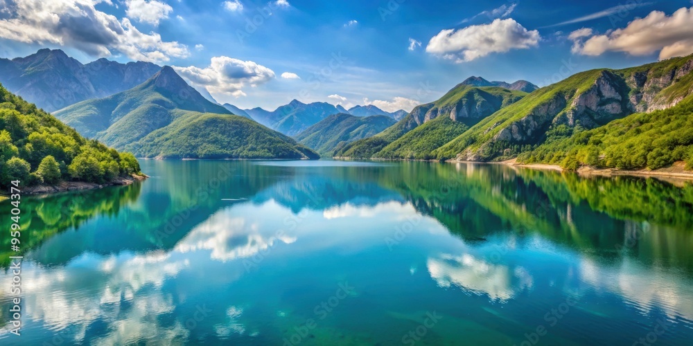 A breathtaking landscape of Lake Koman in Albania , Albania, Lake Koman, ferry, water, mountains, reflection, scenic A breathtaking landscape of Lake Koman in Albania , Albania, Lake Koman, ferry, water, mountains, reflection, scenic