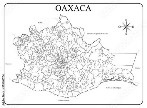 Map of the state of Oaxaca in Mexico