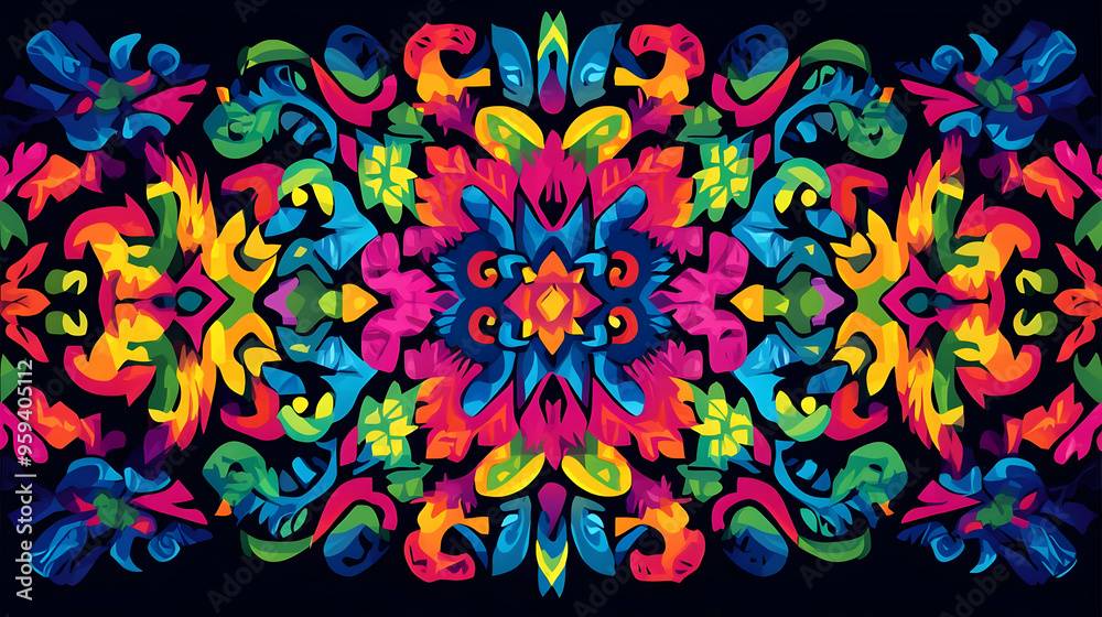 Vibrant Mexican Floral Pattern Seamless Design Vibrant Mexican Floral Pattern Seamless Design