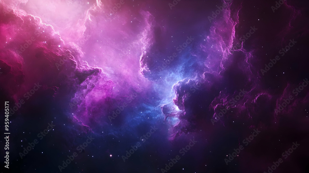 Fototapeta premium Cosmic Nebula Purple and Blue Space Background Galaxy Starry Night