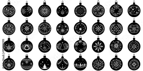 A set of black Christmas Ornament silhouettes