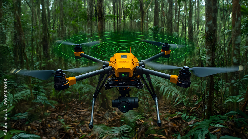 Drone with Green Laser Scan in Dense Forest