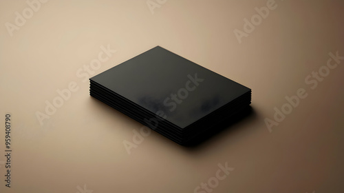 Black Business Cards Mockup on Beige Background