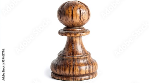 Wooden Chess Pawn With Detailed Carvings