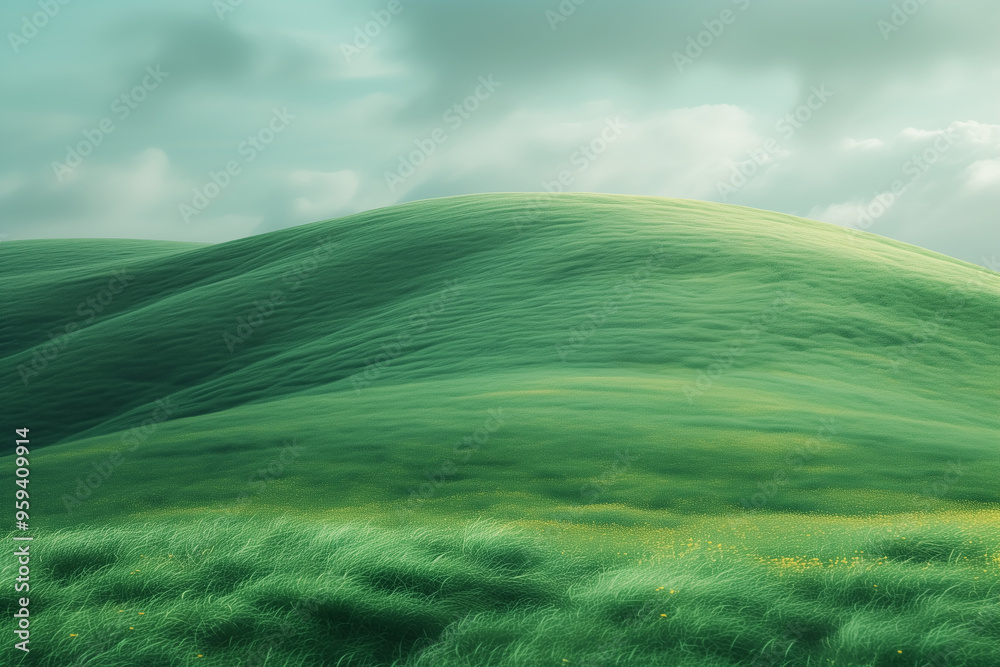 Minimalistic landscape with grassland and cloudy sky Minimalistic landscape with grassland and cloudy sky