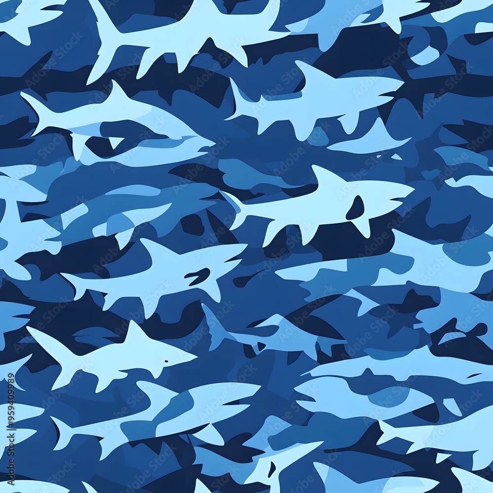 seamless pattern of sharks in camouflage seamless pattern of sharks in camouflage