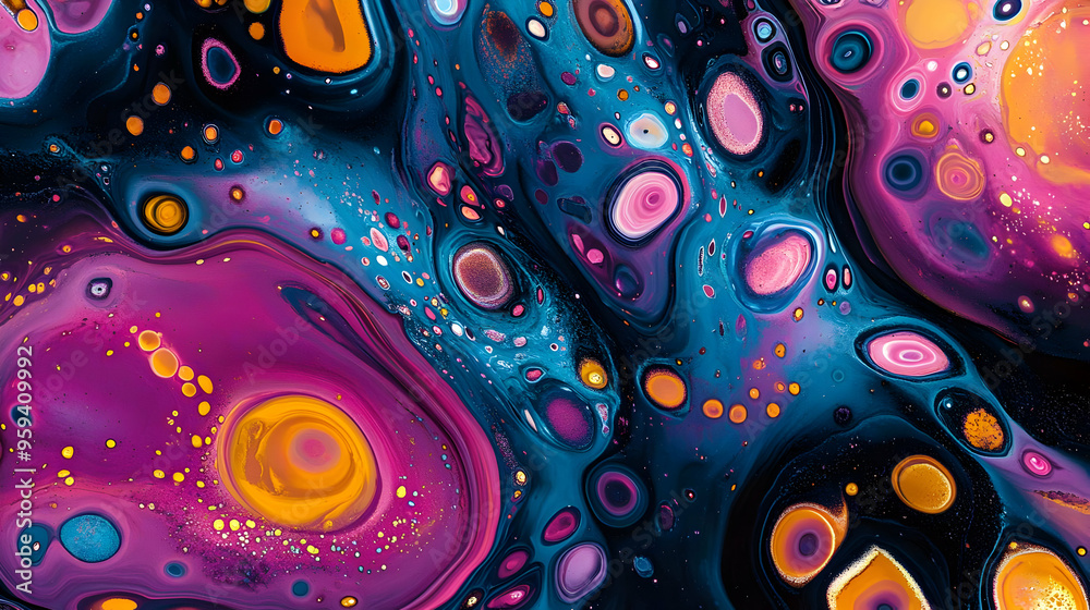 Abstract Swirls of Purple Blue and Orange Paint Abstract Swirls of Purple Blue and Orange Paint