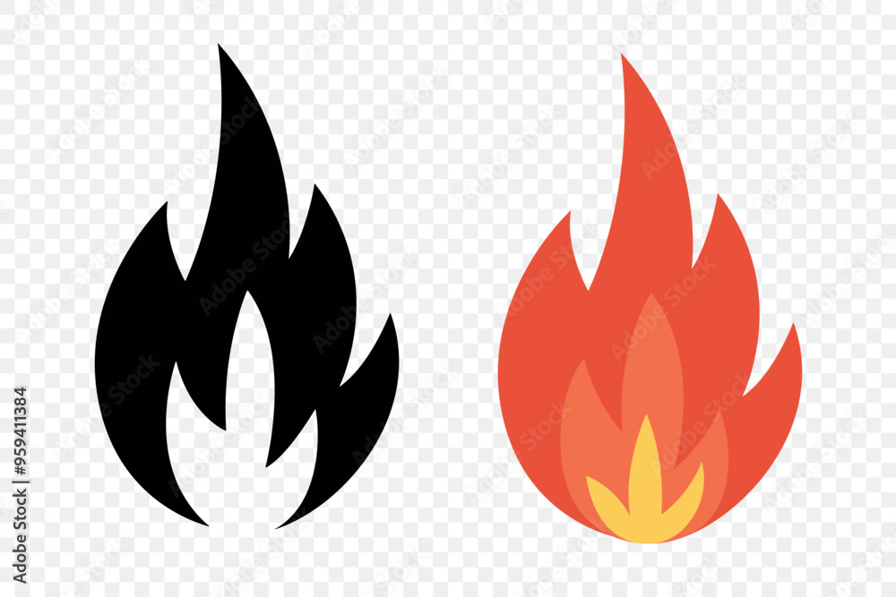 Vector Fire Flame Icon Set. Isolated Campfire, Bonfire, Flame Sign. Front View. Design Template for Outdoor, Camping, Emergency Graphics. Vector Illustration Vector Fire Flame Icon Set. Isolated Campfire, Bonfire, Flame Sign. Front View. Design Template for Outdoor, Camping, Emergency Graphics. Vector Illustration