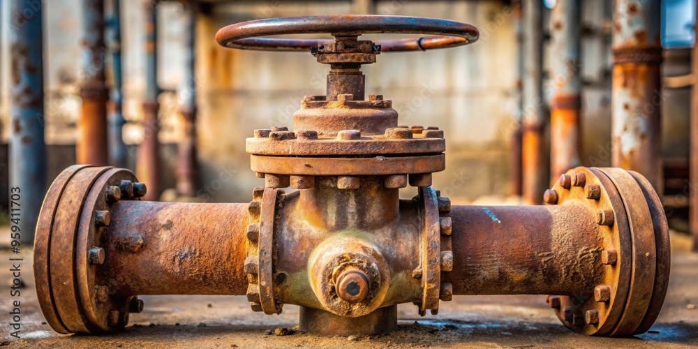 Large rusty pipe valve with weathered metal and years of wear and tear, rusty, old, abandoned, industrial, metal, rusted, valve Large rusty pipe valve with weathered metal and years of wear and tear, rusty, old, abandoned, industrial, metal, rusted, valve