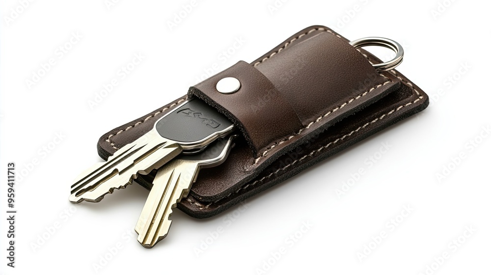 Leather Key Holder with Metal Keys and Ring Leather Key Holder with Metal Keys and Ring