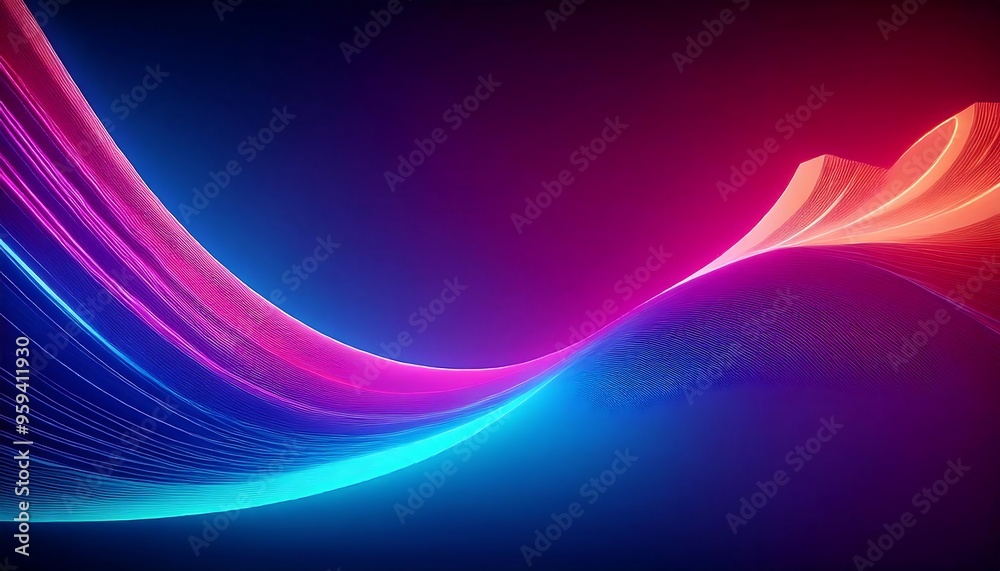 Fototapeta premium Neon Waves Background with Vibrant Colors and Dynamic Flow