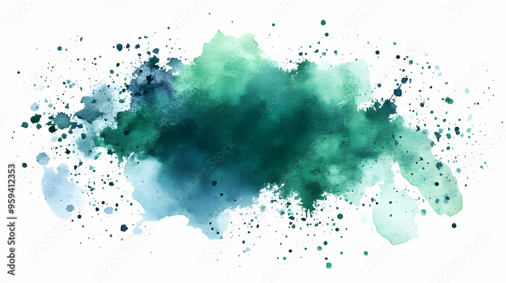 Abstract Watercolor Background with Blue and Green Splashes Abstract Watercolor Background with Blue and Green Splashes