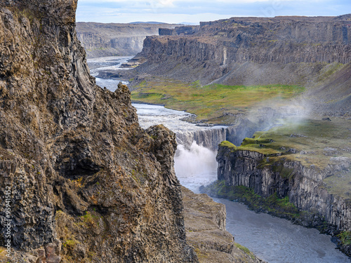 Canyon Jokulsargljufur and river Jokulsa a Fjollum with waterfall Hafragilsfoss in Vatnajokull National Park. Iceland photo