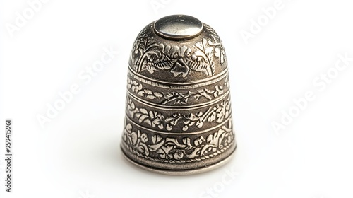 Antique Silver Thimble with Floral Design