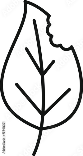 Simple icon of a leaf with a bite taken out of it, representing damage by insects