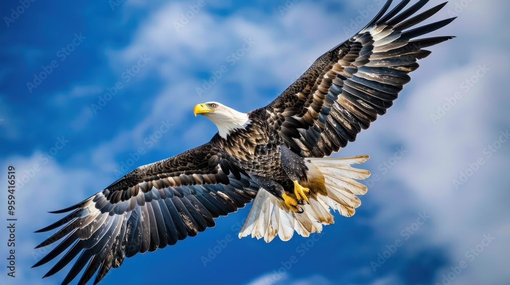 Naklejka premium Gallant Eagles Soaring in the Blue Sky