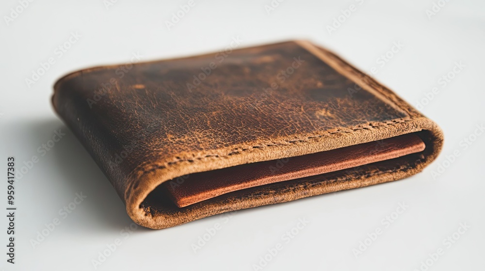 Close-up of a Folded Brown Leather Wallet Close-up of a Folded Brown Leather Wallet