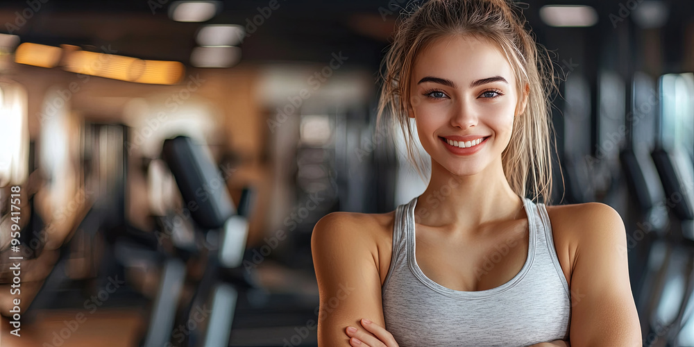 Fitness girl in gym, generative AI Fitness girl in gym, generative AI