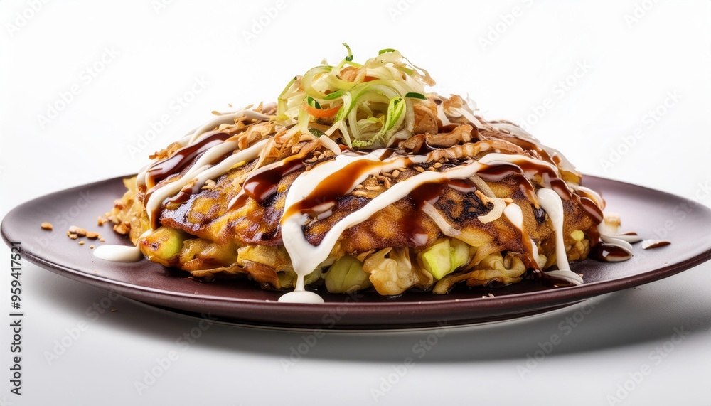 Okonomiyaki with white background isolated Okonomiyaki with white background isolated