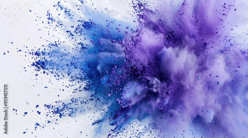 purple and blue explosion on white background 