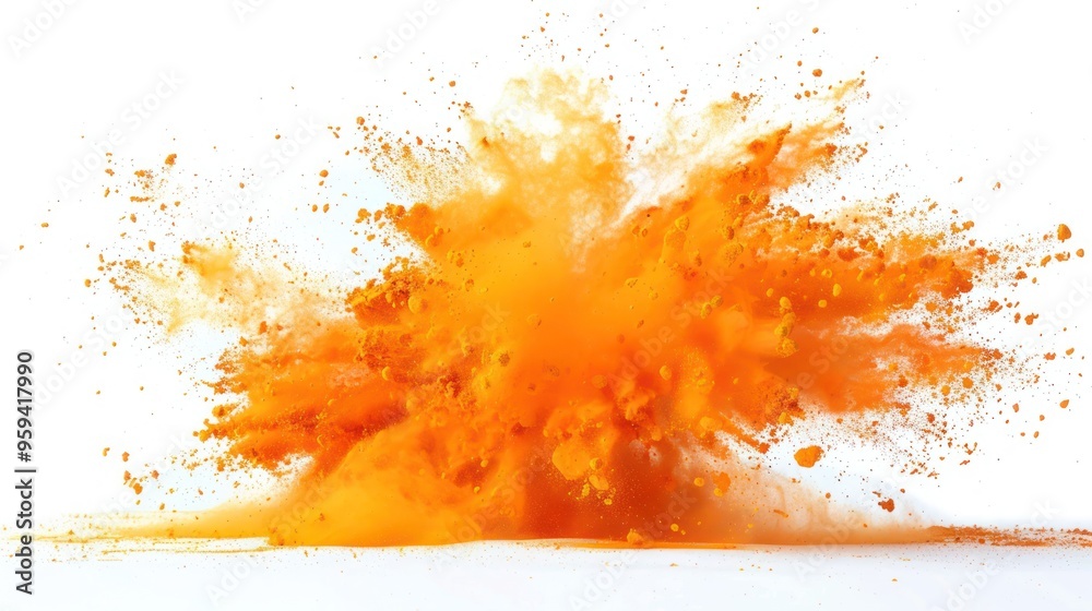 orange powder explosion on white background orange powder explosion on white background