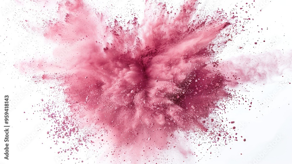 Pink powder explosion on white background Pink powder explosion on white background